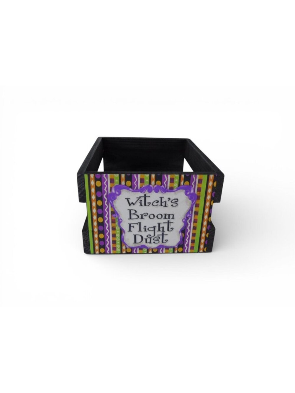 Witch's Broom Flight Dust Wooden Box Halloween Centerpiece Witch Decor Table
